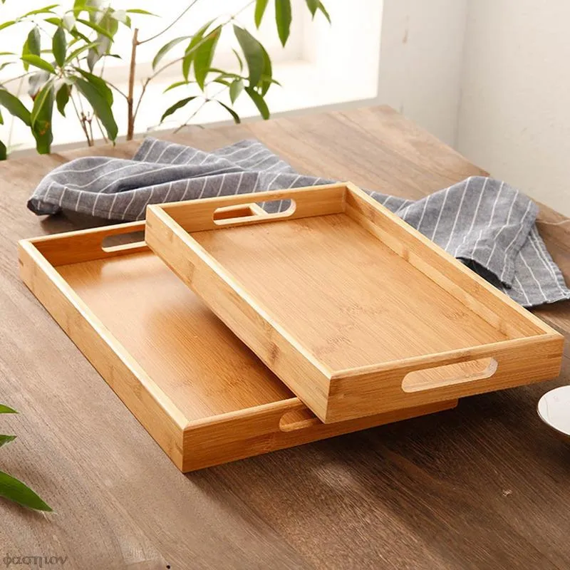 Wooden Rectangular Tea Tray