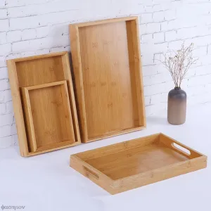 Wooden Rectangular Tea Tray