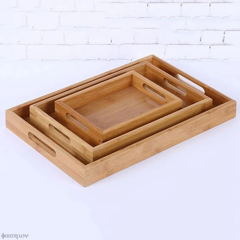 Wooden Rectangular Tea Tray