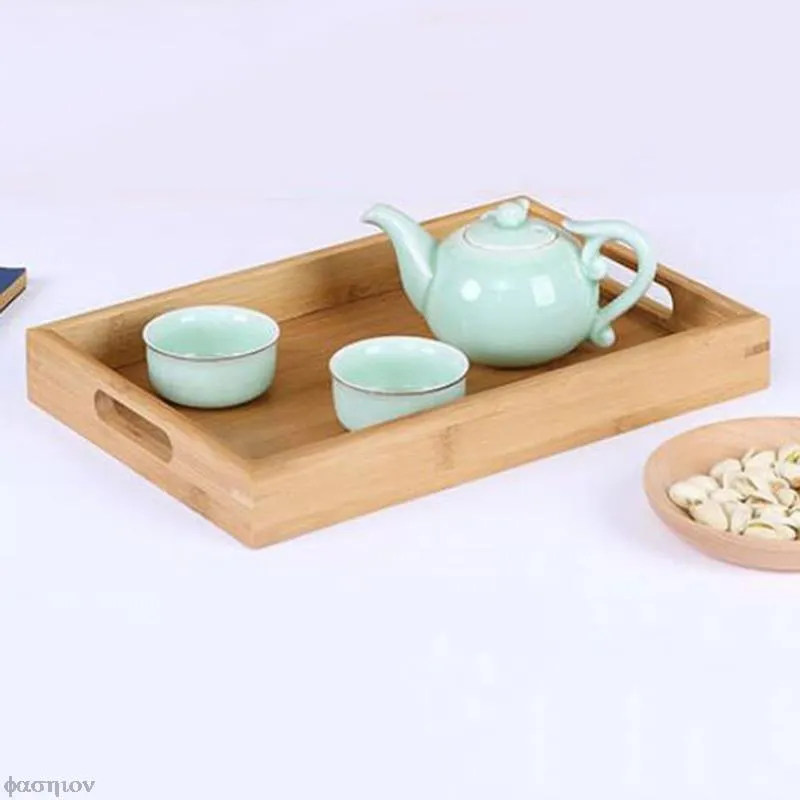 Wooden Rectangular Tea Tray