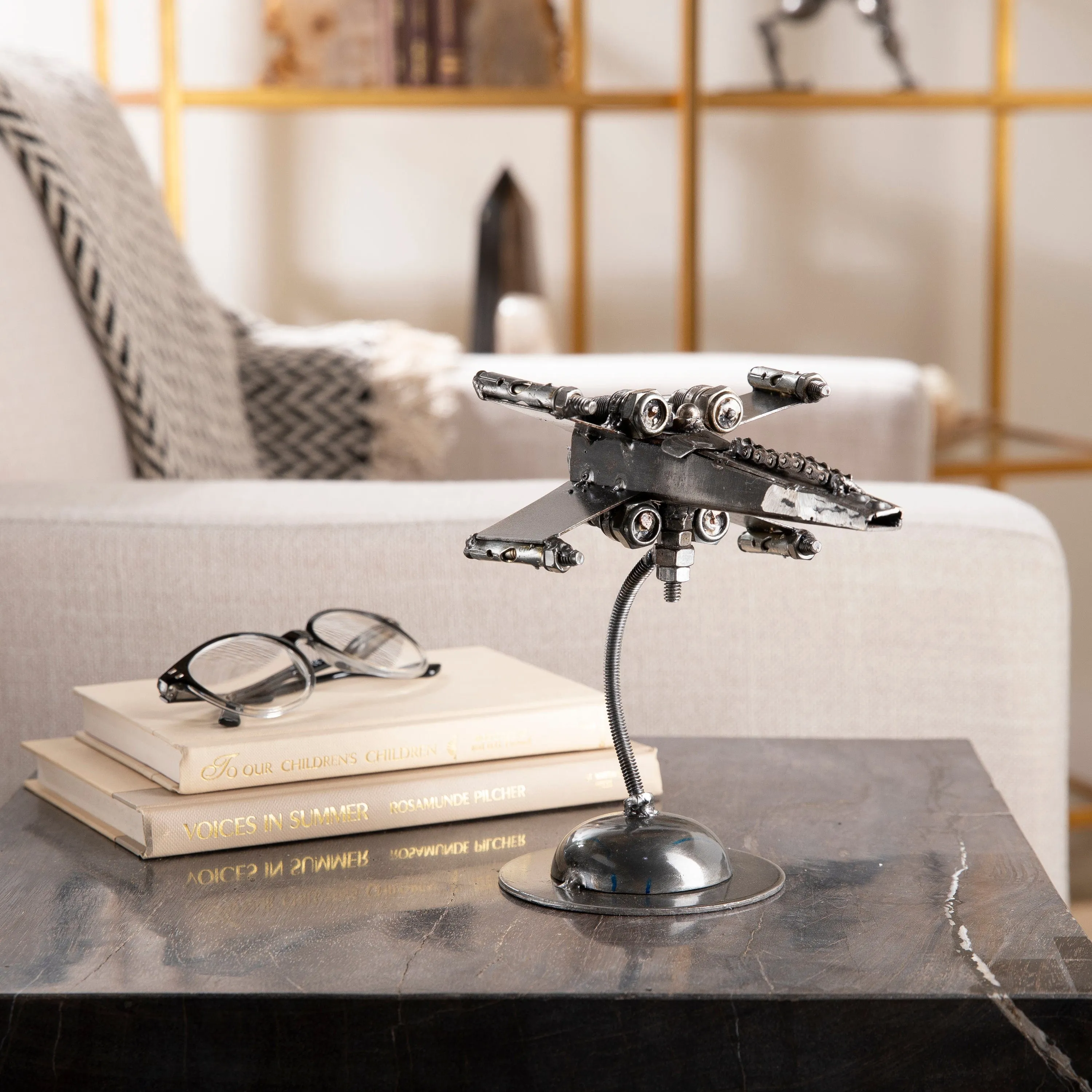X-Wing Inspired Recycled Metal Sculpture
