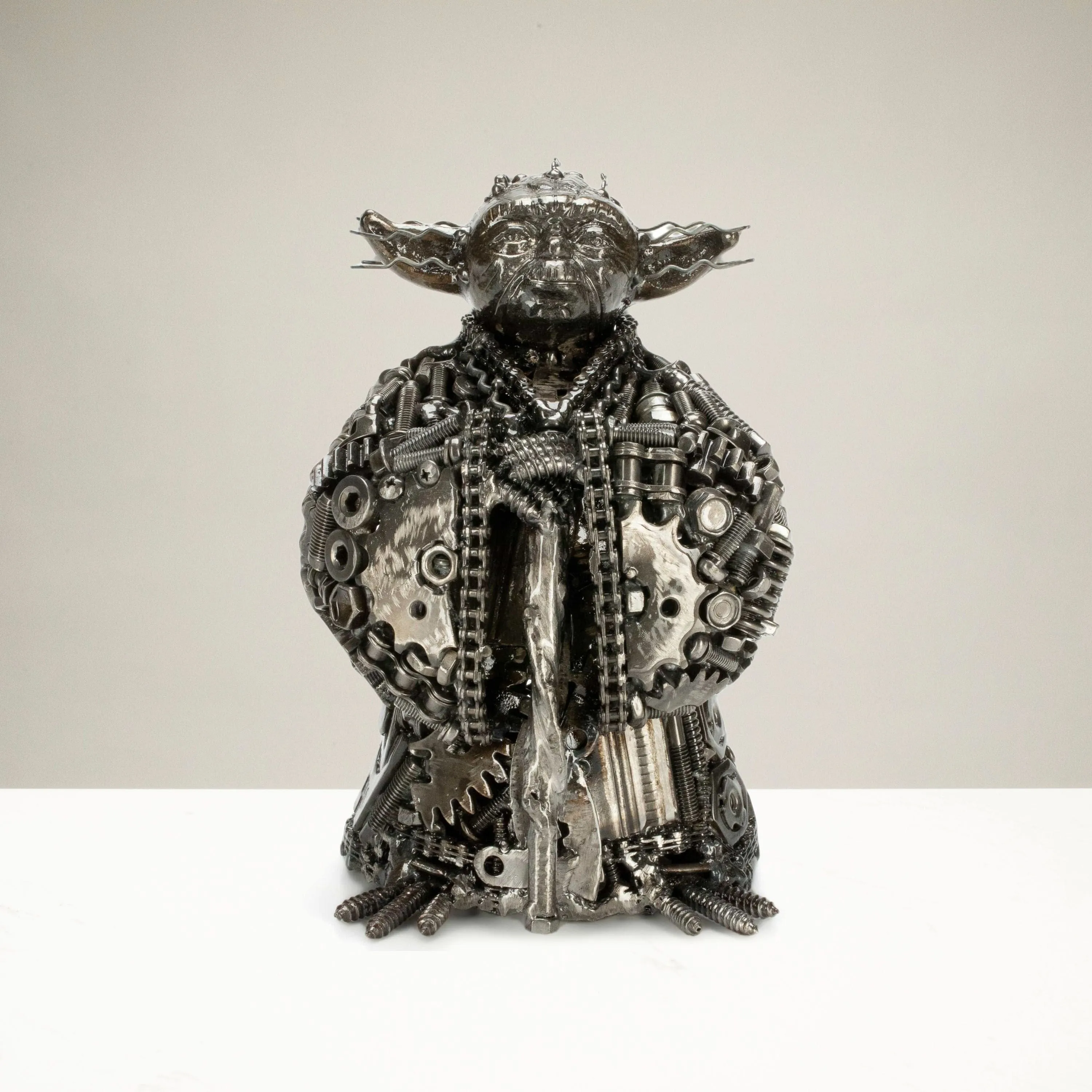 Yoda Inspired Recycled Metal Art Sculpture